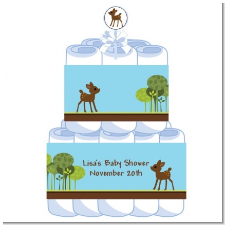 Woodland Forest - Personalized Baby Shower Diaper Cake 2 Tier